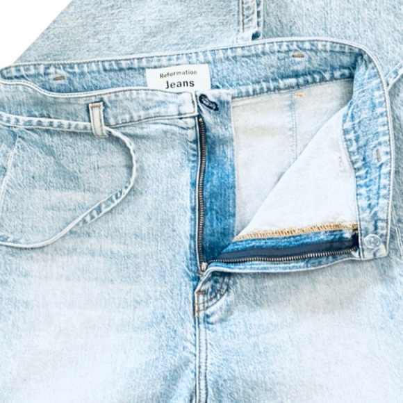 Reformation Vicki High Rise Straight Leg Shoestring Belt Montego Blue Wash Sz 29 - Picture 7 of 13